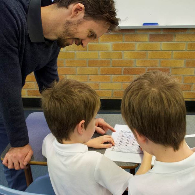 Tim Mullaly teaching primary students